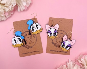 Donald Duck Earrings 3D Printed Daisy Duck Earrings Disney Earrings Donald And Daisy Duck Earrings Handmade Disney Earrings Disneyland A2