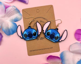 Disney Lilo & Stitch 3d Printed Earrings Disney Stitch Earrings Disney Earrings Handmade Disney Earrings Hawaiian Earrings Alien Earring  A5