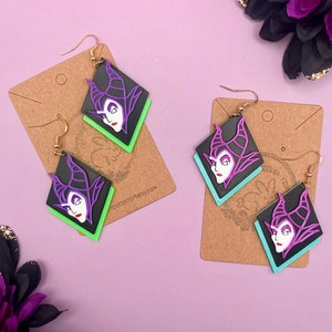 Maleficent Earrings 3D Printed Maleficent Earrings Mistress of Evil Earrings Disney Villain Earrings Disney Earrings Sleeping Beauty C5