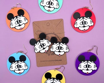Pendientes de Mickey Mouse para Halloween, pendientes de Mickey Mouse impresos en 3D, pendientes de Mickey Mouse retro, pendientes de Mickey Mouse retro de Disney C8