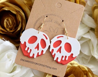 Poisoned Apple Earrings 3D Printed Poisoned Apple Earrings Evil Queen Earrings Snow White Earrings Poison Apple Earrings Halloween C5
