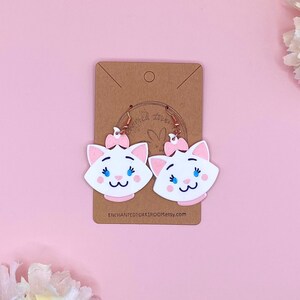 Marie Earrings 3D Printed Aristocats Marie Earrings Cat Earrings Pink Earrings Kitten Earrings Handmade Disney Earrings Disney  A5