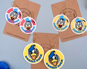 Donald Duck Earrings 3D Printed Classic Donald Duck Earrings Sailor Donald Duck Earrings Handmade Disney Earrings Nautical Earrings Daisy