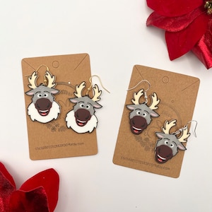 Sven Frozen Earrings Sven Reindeer Disney Earrings Frozen Earrings Handmade Disney Earrings Elsa Anna Olaf Christmas Winter Holiday G2
