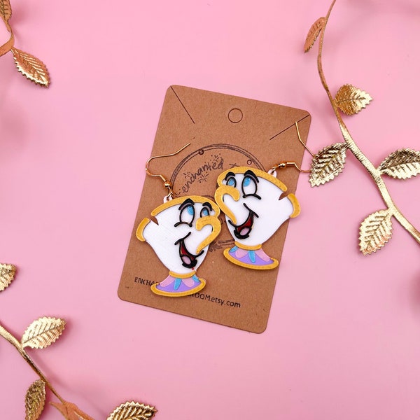 Chip Tea Cup Earrings  Beauty And The Beast Disney Princess Earrings Disney Earrings Disney Tea Cup Earrings Chip Earrings Belle Earrings