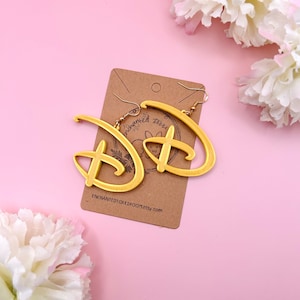 Disney D Logo Earrings Disney Logo Earrings 3D Printed Earrings Walt Disney D Earrings Handmade Disney Disneyland