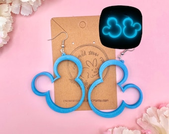 Pendientes llamativos con el logo de Disney Channel que brillan en la oscuridad Pendientes de Mickey Mouse de Disney Channel Pendientes de Mickey Pendientes de Disney D2