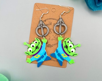 Pixar Toy Story Alien Statement Earrings Toy Story Earrings Pixar Earrings Disney Earrings  Little Green Men Earrings Disney Accessories F1