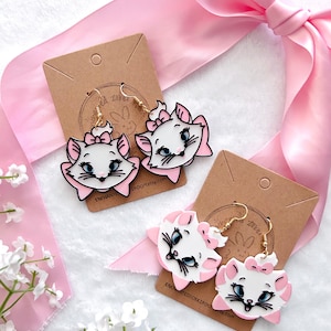Marie Earrings 3D Printed Aristocats Marie Earrings Cat Earrings Pink Earrings Kitten Earrings Handmade Disney Earrings Disney  A5