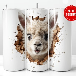 3D Alpaca Tumbler Wrap Sublimation Design, Skinny 20oz Straight Tumbler PNG Template, llama&#39;s Cousin Design Gift, Digital Download