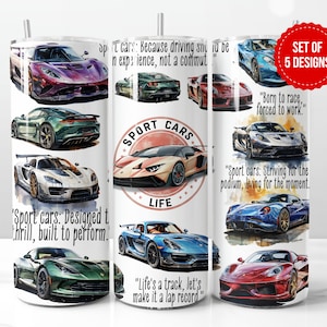 Sport Cars Life Tumbler Wrap Sublimation Design, Skinny 20oz Straight Tumbler PNG Vorlage, Digitaler Download