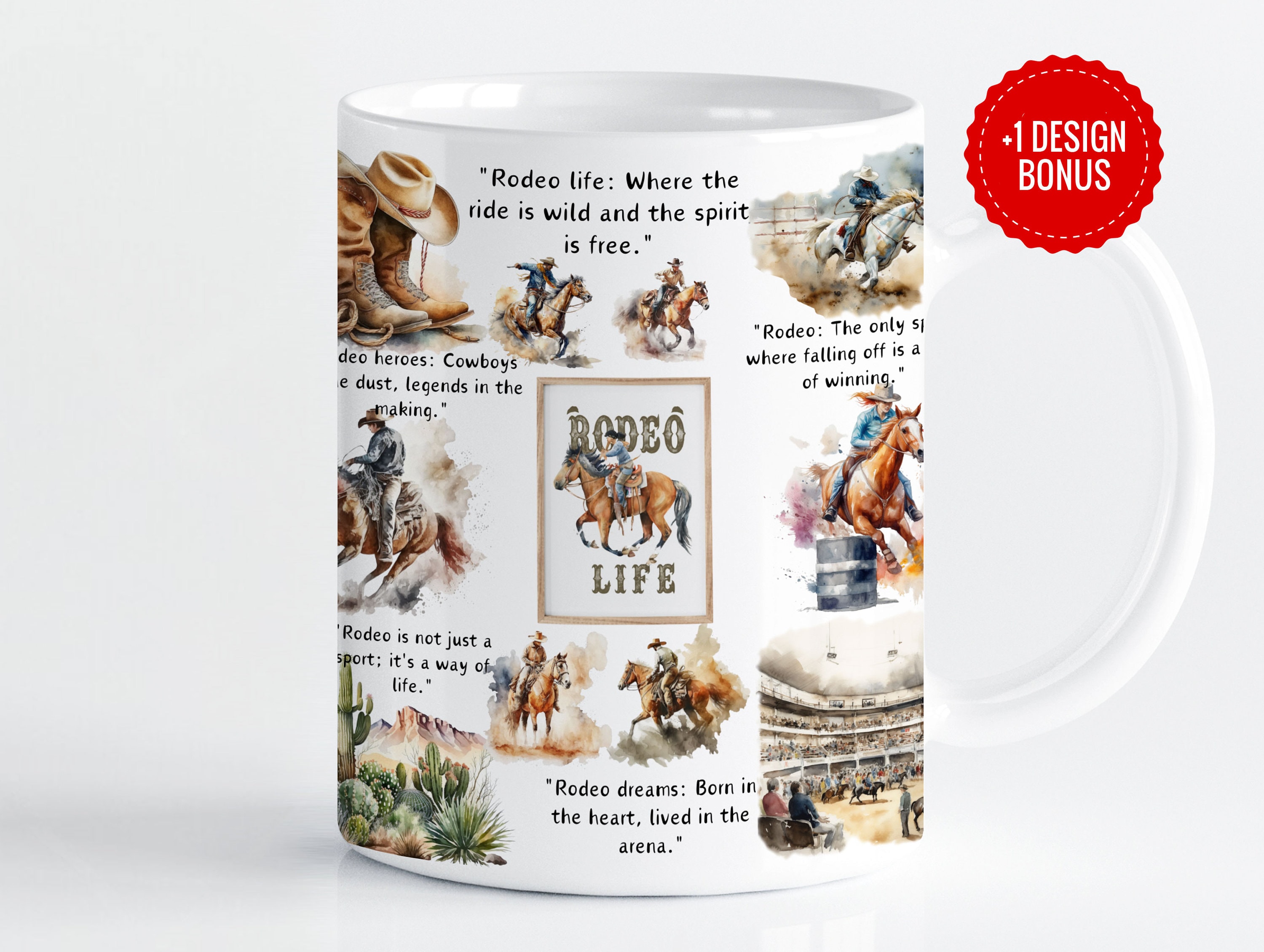 Redeo Life Mug Wrap Sublimation Template, 11oz & 15oz Designs, Western Rodeo Cowboys Gift for Men Horse Riding Lover Gift Cricut Mug Press