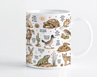 Desert Animals Mug Wrap Sublimation Design PNG, Boho Nature 11oz & 15oz Cricut Mug Press Template, Digital Download