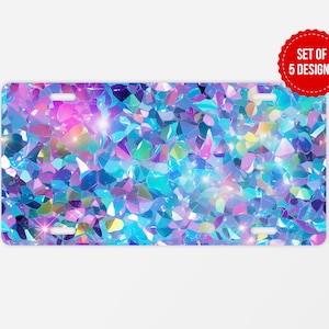 3D Holographic Glitter Crystal Sparkling License Plate Sublimation Design, Car License Pate PNG Sublimate Template, Digital Download