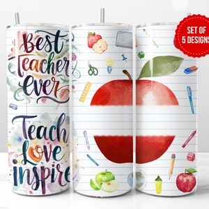 Teacher Custom Tumbler Wrap Sublimation Design, Skinny 20oz Straight Tumbler PNG Template, Digital Download