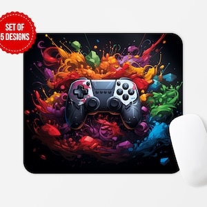 Gaming muismat PNG sublimatie ontwerp, gaming geschenken voor hem vierkante ronde muismat sublimeren sjabloon, digitale download