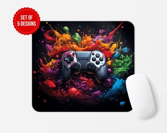 Gaming-Mauspad PNG-Sublimationsdesign, Gaming-Geschenke für Ihn quadratische runde Mauspad-Sublimationsvorlage, digitaler Download