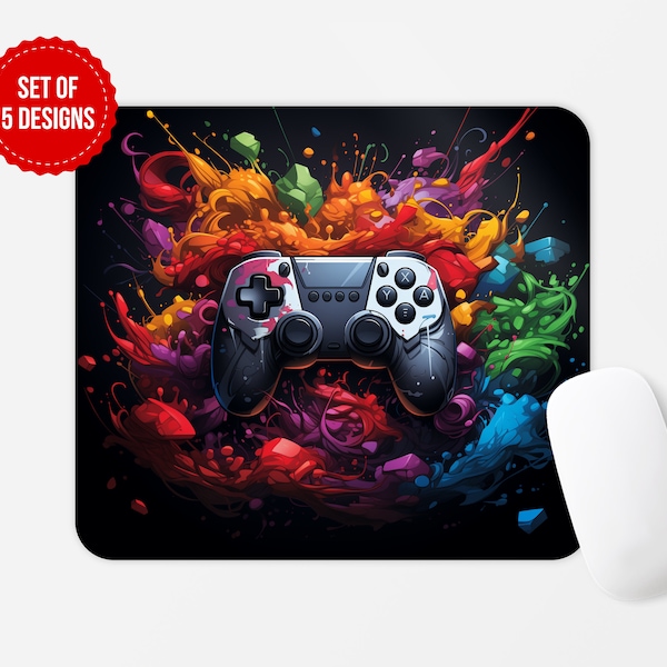 Gaming Mouse Pad PNG Sublimation Design, Gaming Gifts for Him Square Round Mouse Pad Sublimate Template, Digital Download