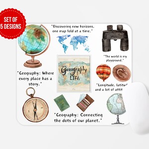 Geographie Leben Mauspad PNG Sublimation Design, quadratische runde Mauspad Sublimate Vorlage, digitaler Download