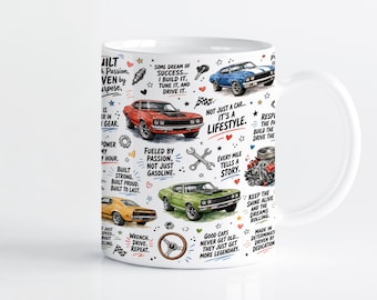 Muscle Car Mug Wrap Sublimation Design PNG, Vintage Automotive 11oz & 15oz Cricut Mug Press Template, Digital Download