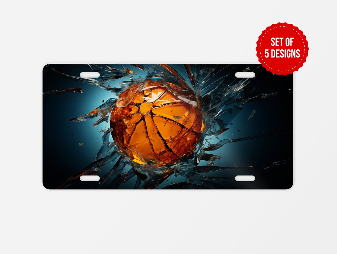 3D Basketball License Plate Sublimation Design, Basketball Lovers Car