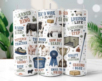 Livestock Showman Tumbler Wrap PNG, Farm Animal 20oz Skinny Tumbler Sublimation Design, Digital Download