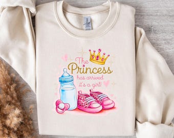 New Born Girl, The Princess Has Arrived Sublimation Design, PNG Image Sublimation for T-shirt Sweatshirt Mug.. Digital Download