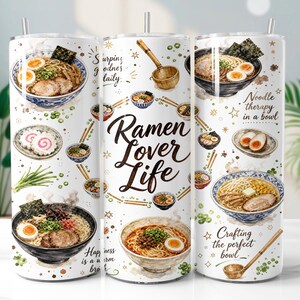Ramen Lover Tumbler Wrap PNG, Japanese Food 20oz Skinny Tumbler Sublimation Design, Digital Download