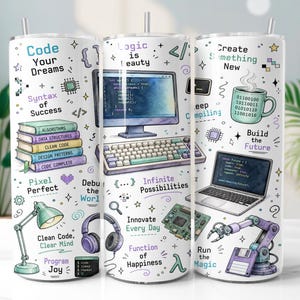 Coder Tumbler Wrap PNG, programmer 20oz magere Tumbler sublimatieontwerp, digitale download
