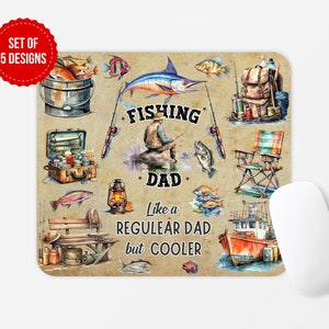 Fishing Dad Mouse Pad PNG Sublimation Design, Square Round Mouse Pad Sublimate Template, Digital Download