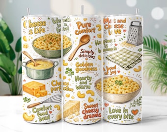 Mac and Cheese Tumbler Wrap PNG, Comfort Food 20oz Skinny Tumbler Sublimation Design, Digital Download