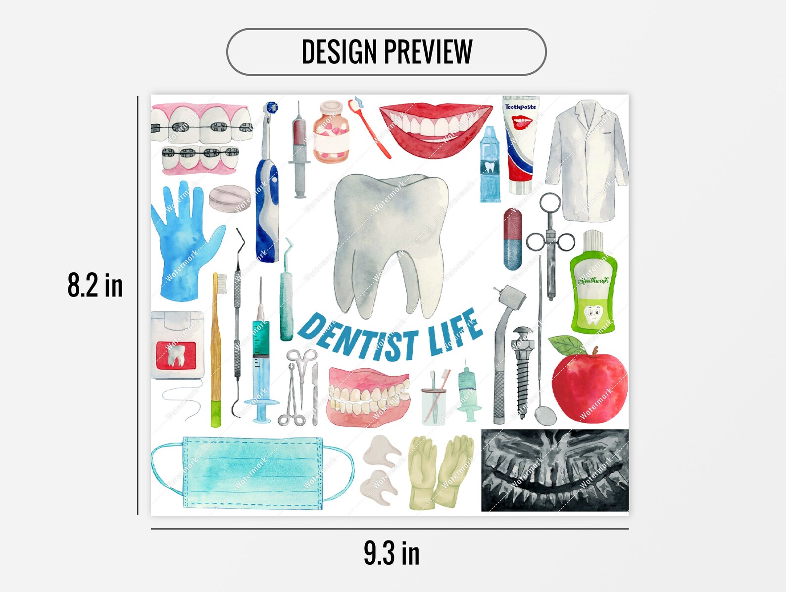 Dentist Life Tumbler Wrap Sublimation Design Skinny 20oz Straight