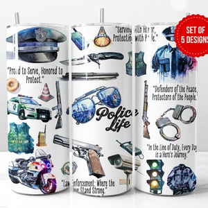Police Life Tumbler Wrap Sublimation Design, Skinny 20oz Straight Tumbler PNG Template, Digital Download