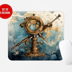 Geografía Náutica Mouse Pad PNG Diseño de sublimación, Mapa del mundo Brújula Cuadrada Redonda Mouse Pad Plantilla sublimada, Descarga digital