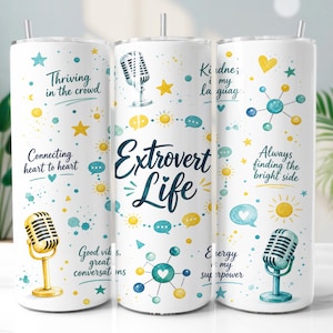 Extrovert Life drinkbekerhoesje PNG, motiverende quote 20oz Skinny drinkbeker sublimatieontwerp, digitale download