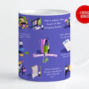 Plantilla de sublimación de envoltura de taza de vida de recursos humanos, diseños de 11 oz y 15 oz, Cricut Mug Press PNG, descarga digital