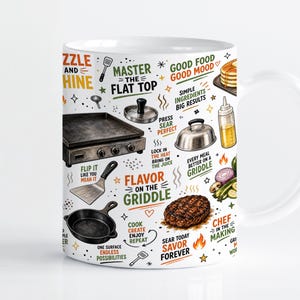 Griddle Cooking Mug Wrap Sublimation Design PNG, Flat Top Grill 11oz & 15oz Cricut Mug Press Template, Digital Download