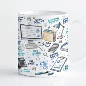 Modèle de mug par sublimation pour facturation médicale (PNG), compatible Cricut, 325 ml et 445 ml, téléchargement numérique.