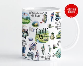 Golf Life Mug Wrap Sublimation Template, 11oz & 15oz Designs, Cricut Mug Press PNG, Digital Download