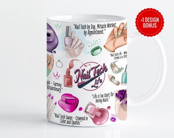 Nail Tech Life Mug Wrap Sublimation Template, 11oz & 15oz Designs, Cricut Mug Press PNG, Digital Download