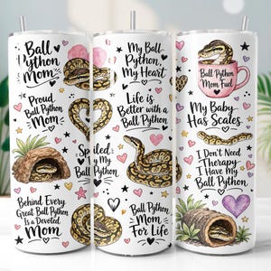 Ball Python Mom Tumbler Wrap PNG, Cute Snake Lover 20oz Skinny Tumbler Sublimation Design, Digital Download