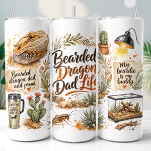 Skäggagam Tumbler Wrap PNG, Reptilälskare 20oz Mager Tumbler Sublimeringsdesign, Digital Nedladdning