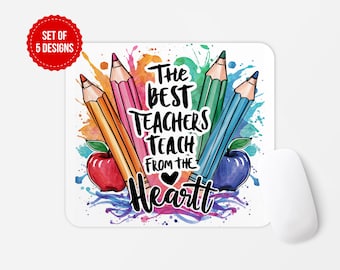 Teacher Love Mouse Pad PNG Sublimation Design, Square Round Mouse Pad Sublimate Template, Digital Download