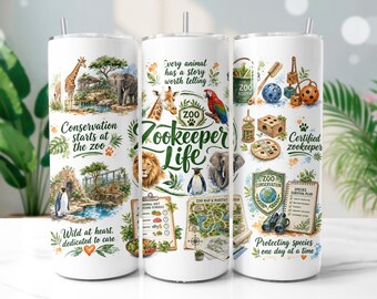 Zookeeper Tumbler Wrap PNG, Animal Conservation 20oz Skinny Tumbler Sublimation Design, Digital Download