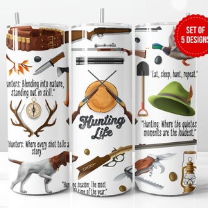 Hunting Life Tumbler Wrap Sublimation Design, Skinny 20oz Straight Tumbler PNG Template, Digital Download