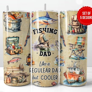 Fishing Dad Tumbler Wrap Sublimation Design, Skinny 20oz Straight Tumbler PNG Template, Digital Download