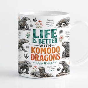 Komodovaran muggomslag sublimeringsdesign PNG, reptilälskare 11oz och 15oz Cricut muggpressmall, digital nedladdning