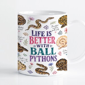 Ball Python Mug Wrap Sublimation Design PNG, Reptile Lover 11oz & 15oz Cricut Mug Press Template, Digital Download