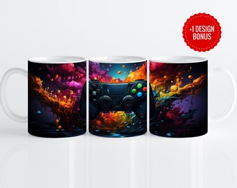 Modèle de sublimation d'emballage de tasse de jeu, conceptions de 11 oz et de 15 oz, cadeaux de jeu pour lui presse de tasse de Cricut PNG, téléchargement numérique