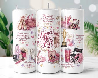 Dance Mom Tumbler Wrap PNG, Pink Ballet 20oz Skinny Tumbler Sublimation Design, Digital Download